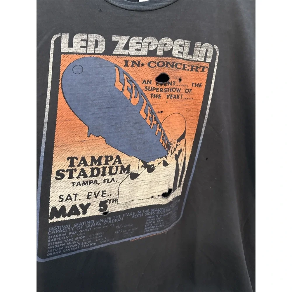 Led Zeppelin Live In Concert Tampa FL Shirt Adult XL Black Rock EUC Music Tee